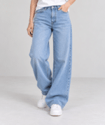 Light Blue Denim Semi-Baggy Jeans for Women