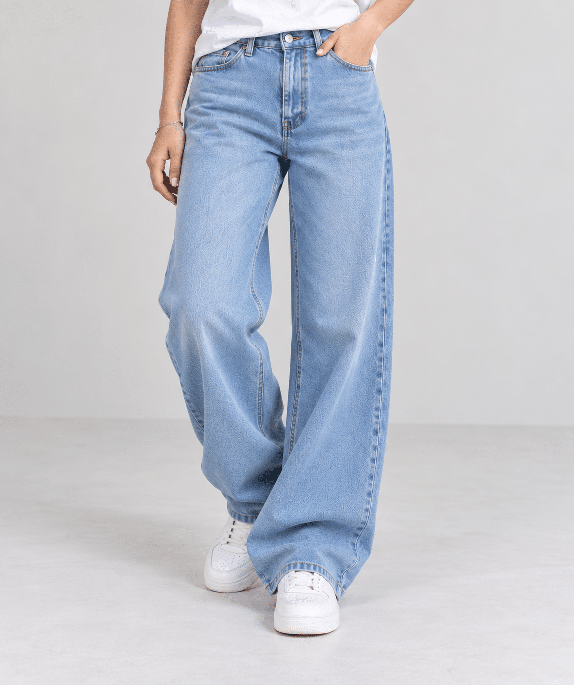 1-1.png Light Blue Denim Semi-Baggy Jeans for Women - Image 1