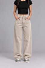 Muddy Beige Semi-Baggy Jeans for Women