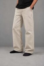 Muddy Beige Semi-Baggy Jeans for Men