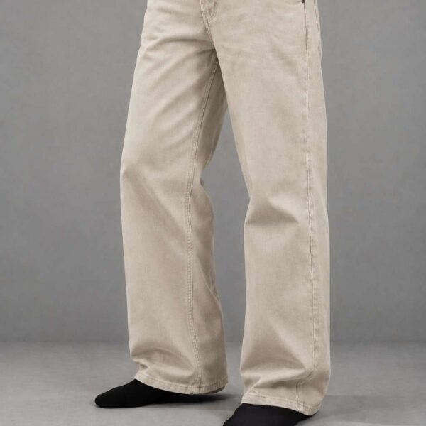 Muddy Beige Semi-Baggy Jeans for Men
