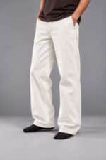 Cream White Semi-Baggy Jeans for Men