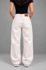 Cream White Semi-Baggy Jeans for Women - Image 2