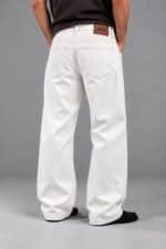 Cream White Semi-Baggy Jeans for Men - Image 2