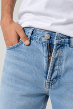 Light Blue Denim Semi-Baggy Jeans for Men - Image 4