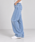 Light Blue Denim Semi-Baggy Jeans for Women - Image 2