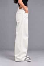 Cream White Semi-Baggy Jeans for Women - Image 3