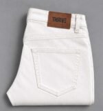 Cream White Semi-Baggy Jeans for Men - Image 5