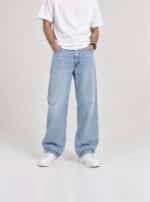 Light Blue Denim Semi-Baggy Jeans for Men